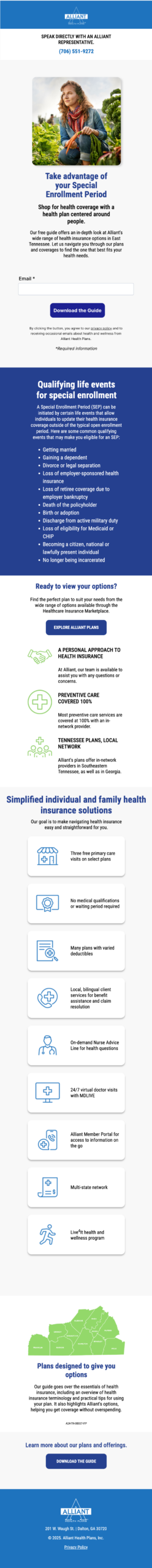 landing page mobile view